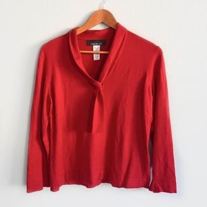 Jones New York Red Sweater with Front Tie Detail